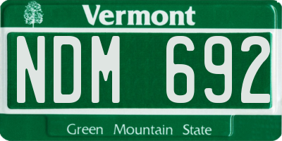 VT license plate NDM692