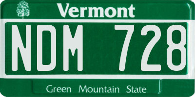 VT license plate NDM728