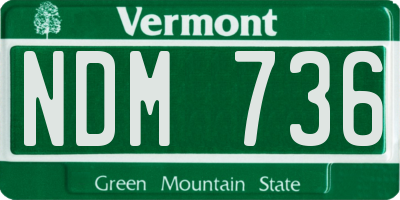 VT license plate NDM736