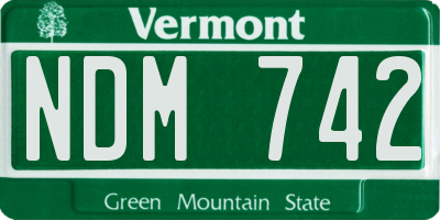 VT license plate NDM742