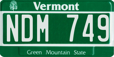 VT license plate NDM749