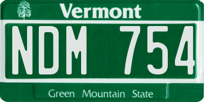 VT license plate NDM754