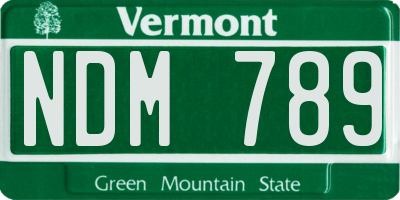 VT license plate NDM789