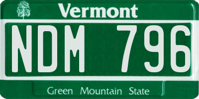 VT license plate NDM796