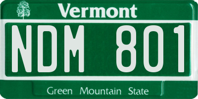 VT license plate NDM801