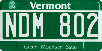 VT license plate NDM802