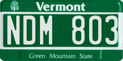 VT license plate NDM803