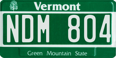 VT license plate NDM804