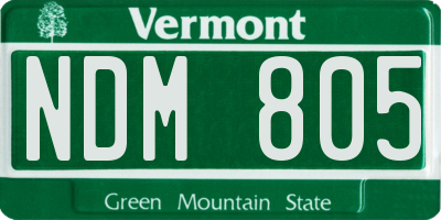 VT license plate NDM805