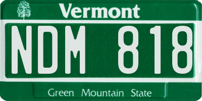 VT license plate NDM818