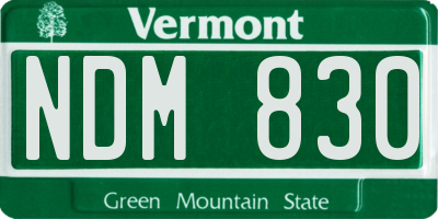 VT license plate NDM830