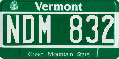 VT license plate NDM832