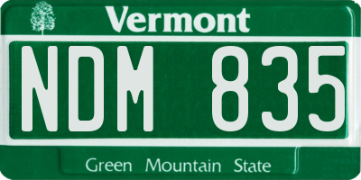 VT license plate NDM835