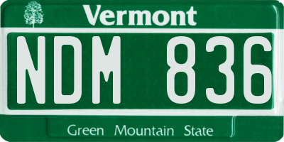 VT license plate NDM836