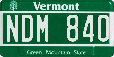 VT license plate NDM840