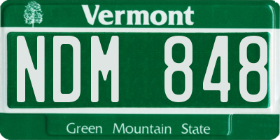 VT license plate NDM848