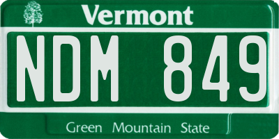 VT license plate NDM849