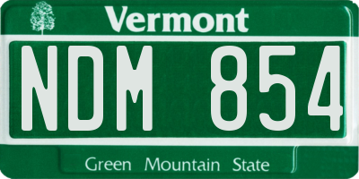 VT license plate NDM854