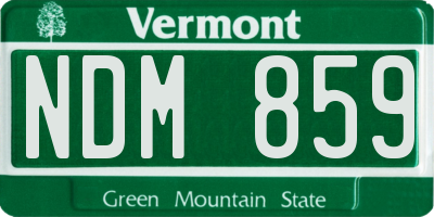 VT license plate NDM859