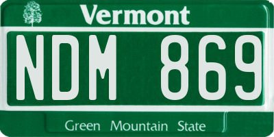 VT license plate NDM869