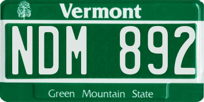 VT license plate NDM892