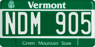 VT license plate NDM905