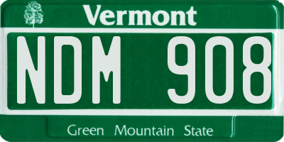 VT license plate NDM908