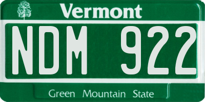 VT license plate NDM922