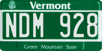 VT license plate NDM928