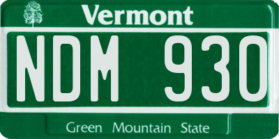 VT license plate NDM930