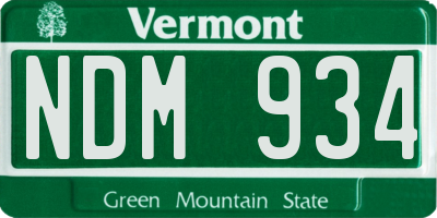 VT license plate NDM934
