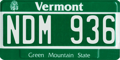 VT license plate NDM936