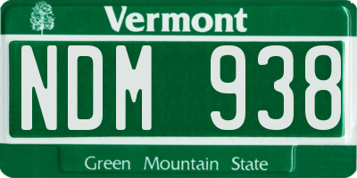 VT license plate NDM938