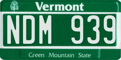 VT license plate NDM939