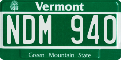 VT license plate NDM940