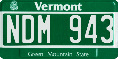 VT license plate NDM943