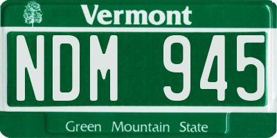 VT license plate NDM945