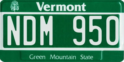 VT license plate NDM950
