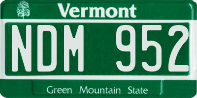 VT license plate NDM952