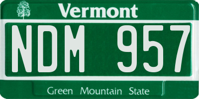 VT license plate NDM957