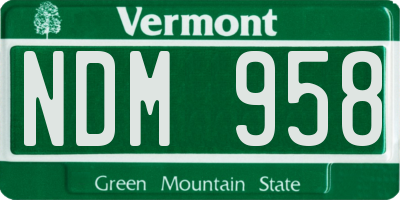 VT license plate NDM958