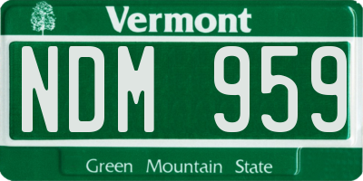 VT license plate NDM959