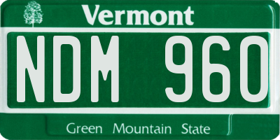 VT license plate NDM960