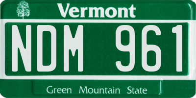 VT license plate NDM961