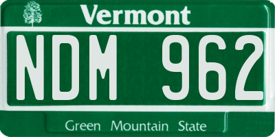 VT license plate NDM962