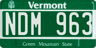 VT license plate NDM963