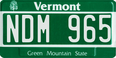 VT license plate NDM965