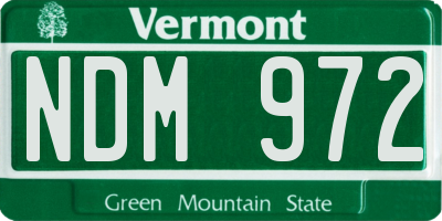 VT license plate NDM972