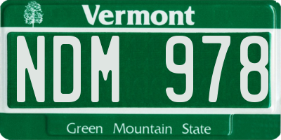 VT license plate NDM978