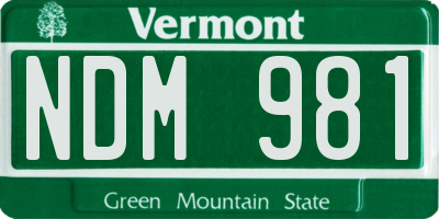 VT license plate NDM981